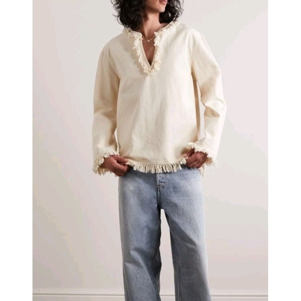 Isabel Marant Cream Fringed Long Sleeve Tee